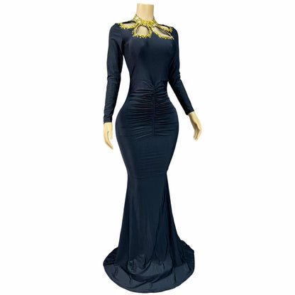 Heiruyi Rhinestone-embellished Cut-out Pleats Mermaid Skirt