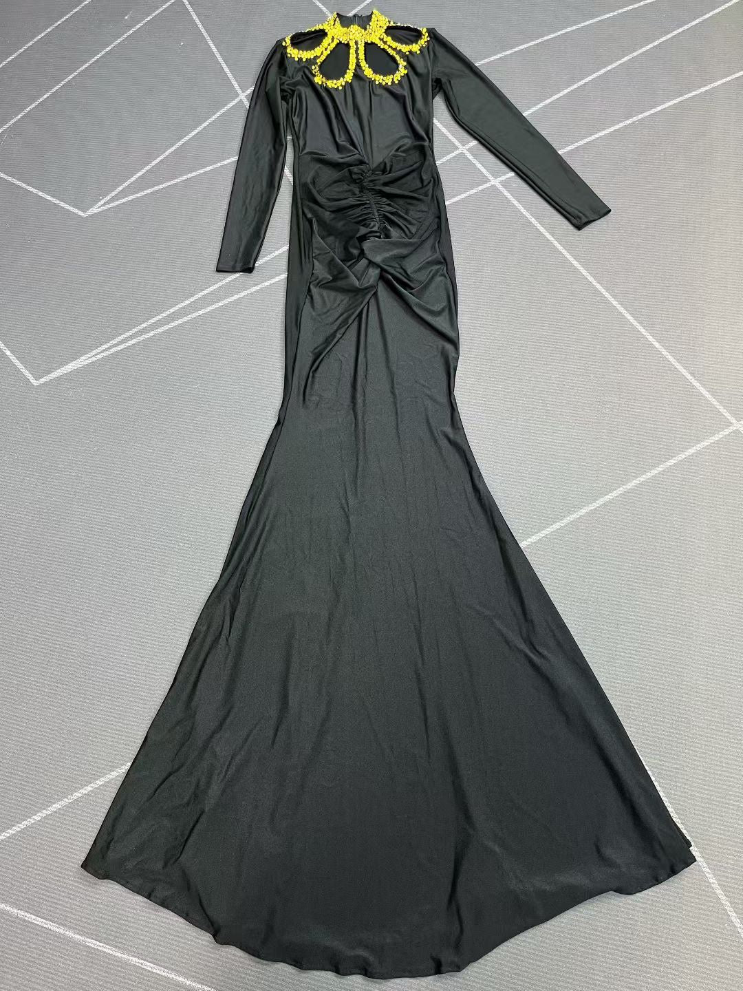 Heiruyi Rhinestone-embellished Cut-out Pleats Mermaid Skirt