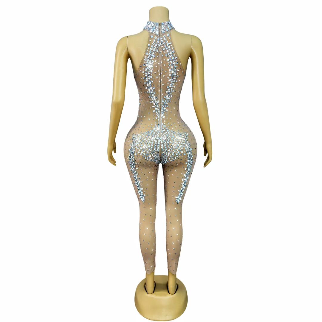 CELESINYI Jiaochaku Crystal Cross Jumpsuit