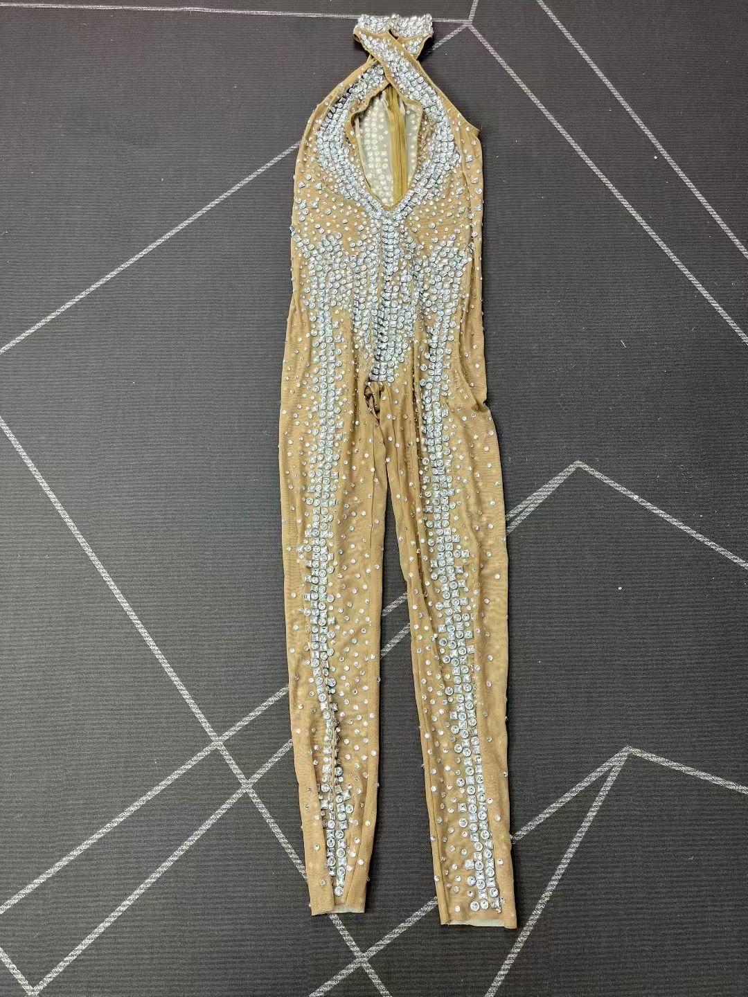 CELESINYI Jiaochaku Crystal Cross Jumpsuit