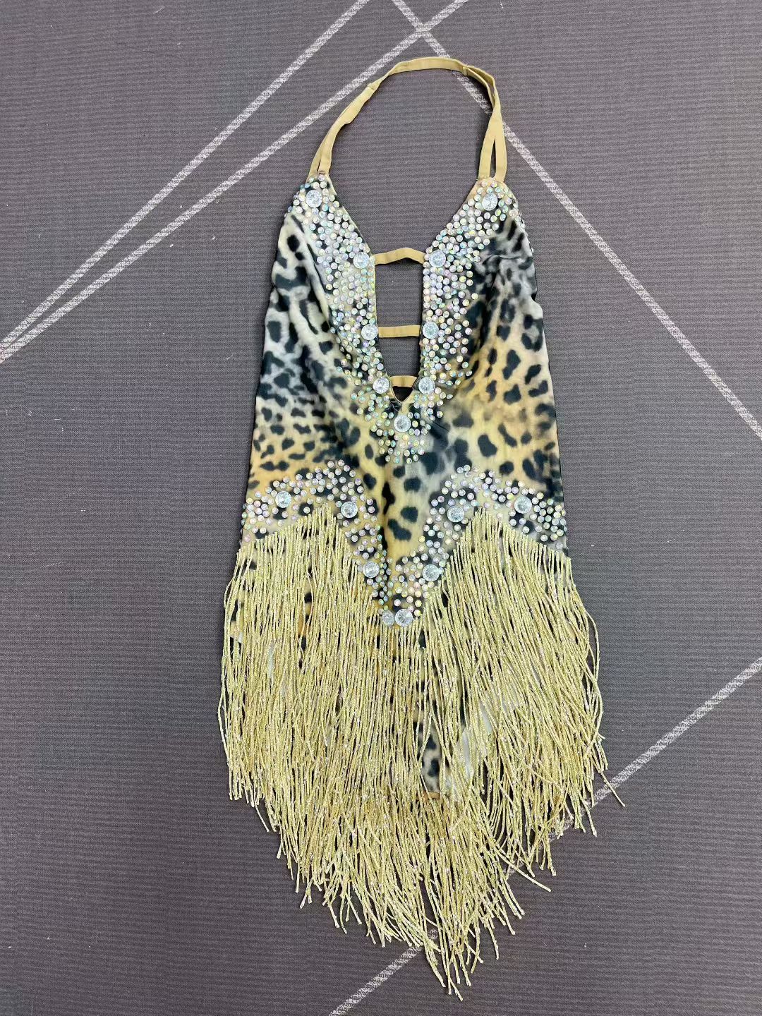 CELESINYI Huangbao Crystal Leopard Bodysuit