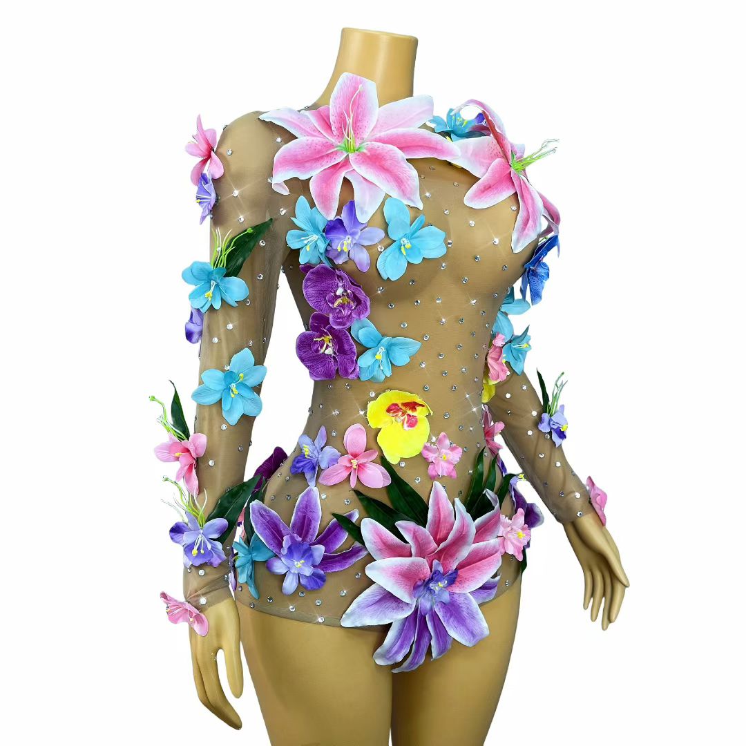 CELESINYI Huaduo Crystal Flower Jumpsuit