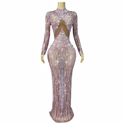 Fennvlang Diamonds Pearl Maxi Dress in Brown