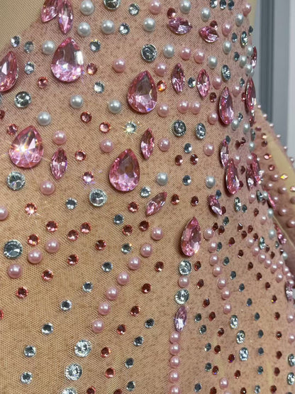 Fennvlang Diamonds Pearl Maxi Dress in Nude