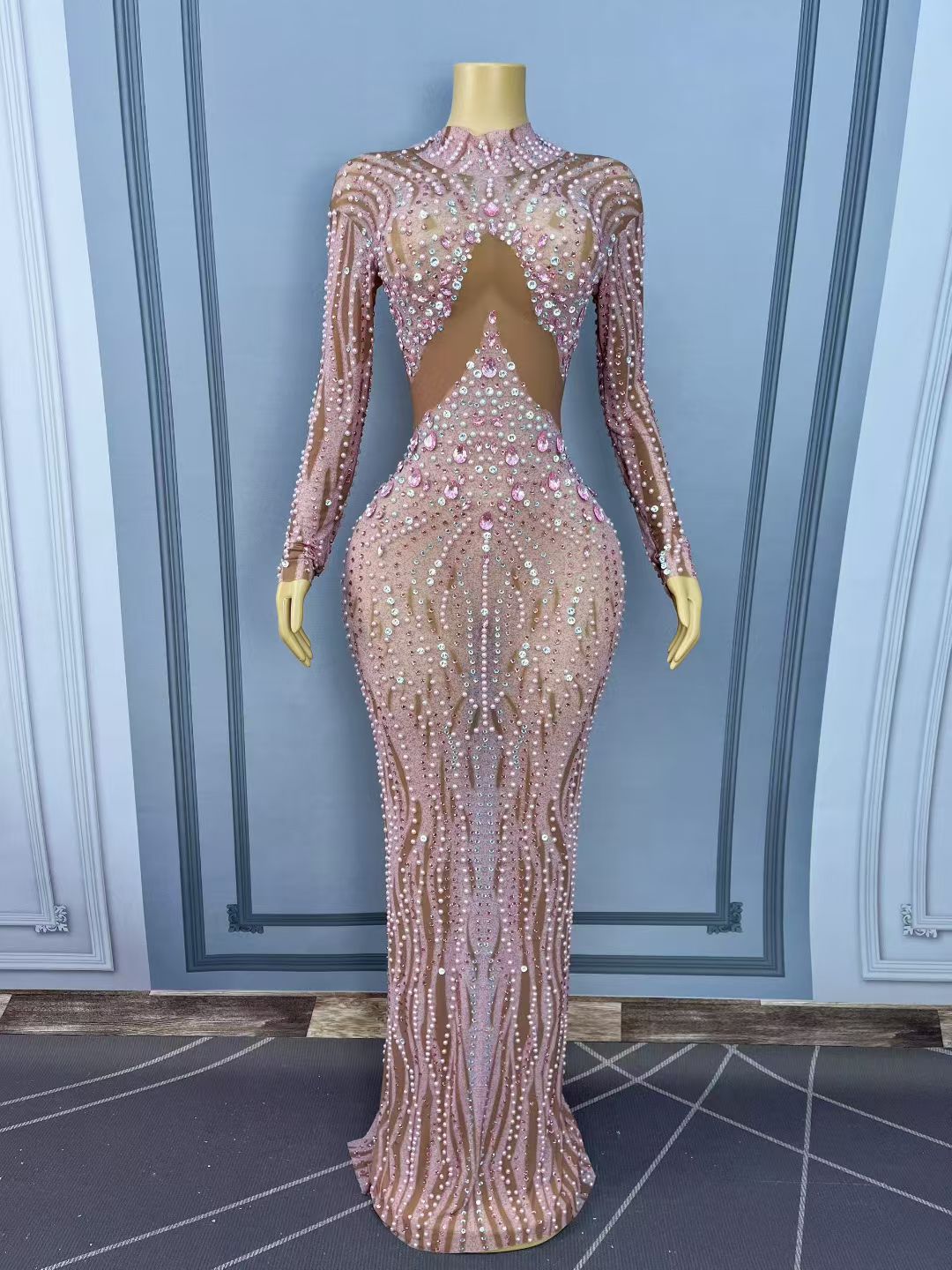 Fennvlang Diamonds Pearl Maxi Dress in Brown