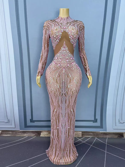 Fennvlang Diamonds Pearl Maxi Dress in Brown