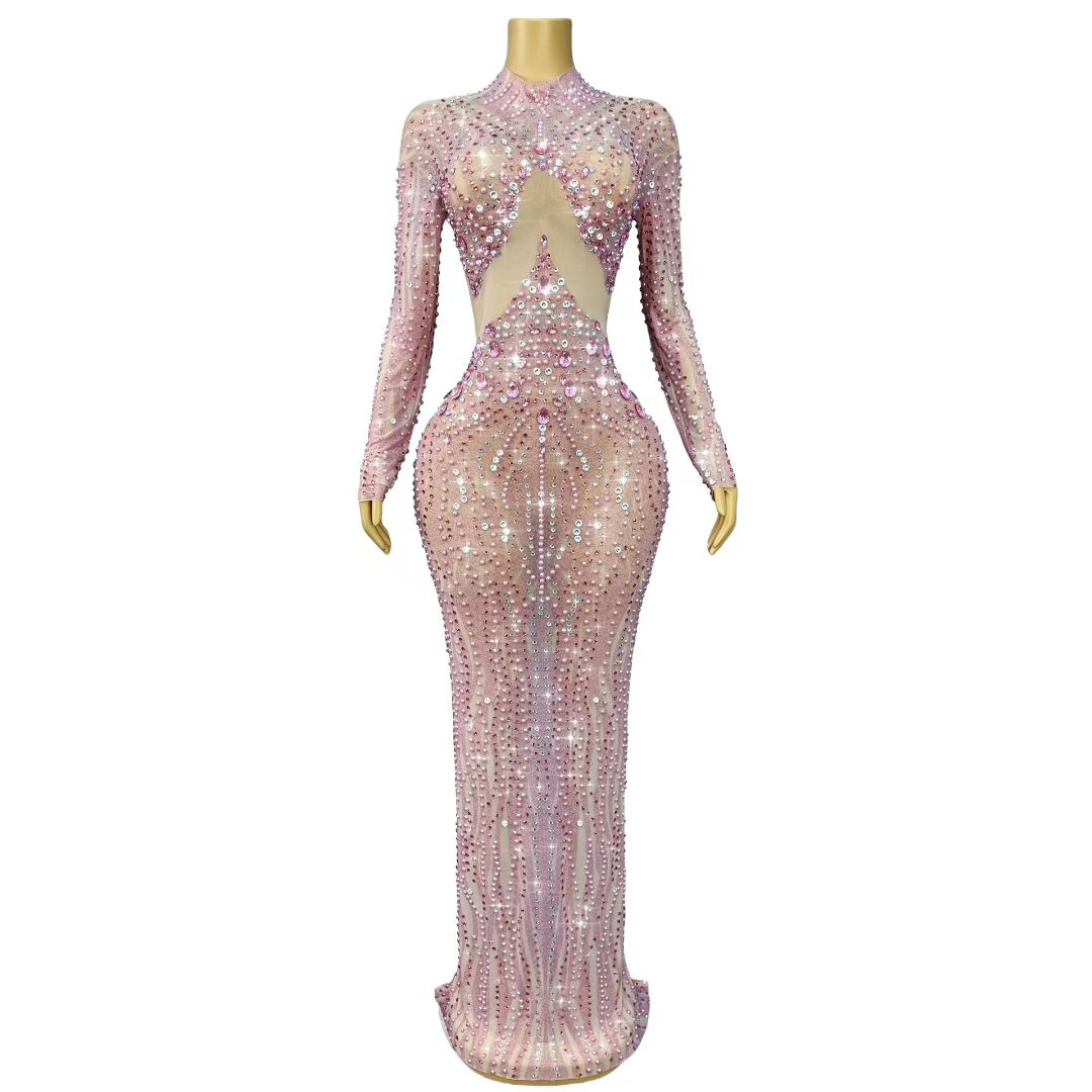 Fennvlang Diamonds Pearl Maxi Dress in Nude