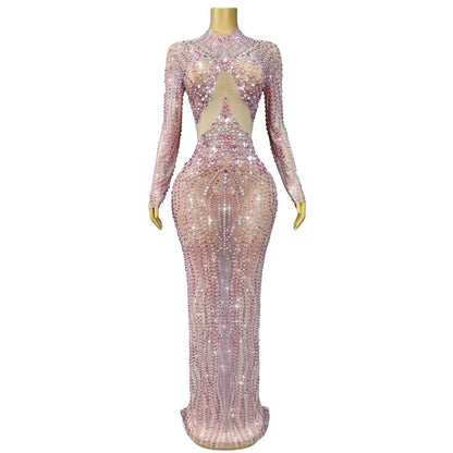 Fennvlang Diamonds Pearl Maxi Dress in Nude