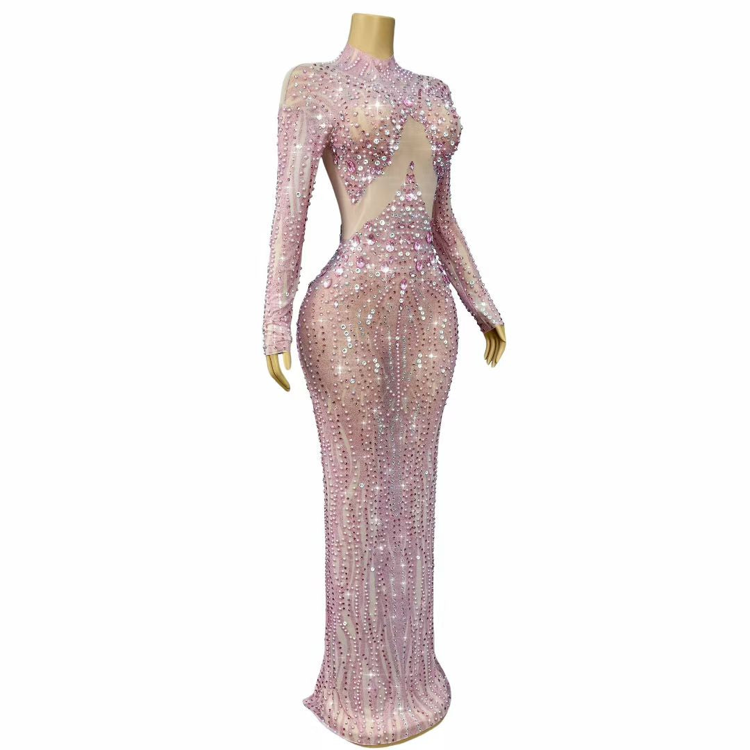 Fennvlang Diamonds Pearl Maxi Dress in Nude