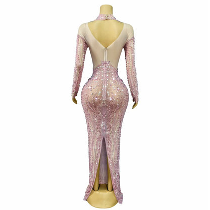 Fennvlang Diamonds Pearl Maxi Dress in Nude