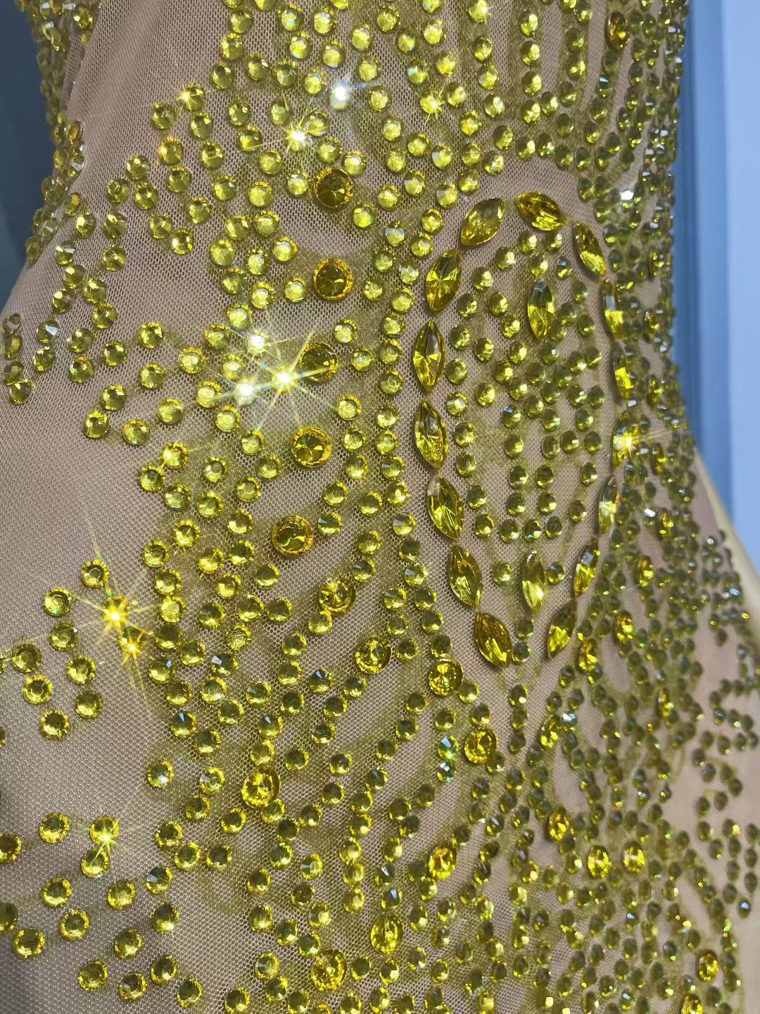 Dajin Gold Rhinestone Sleeveless Dress for Party