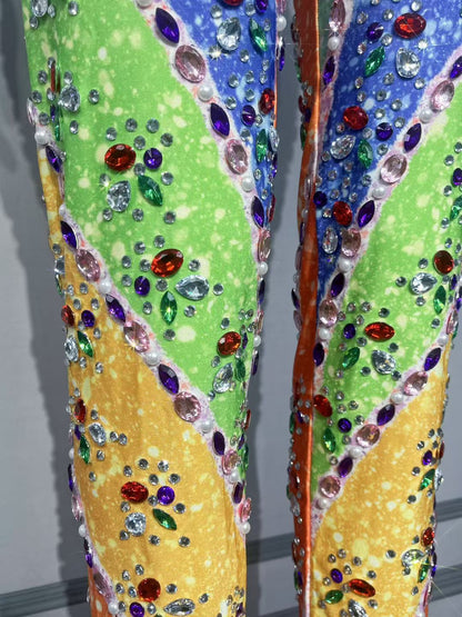 Caiguangku Colorful Printed Diamond Jumpsuit