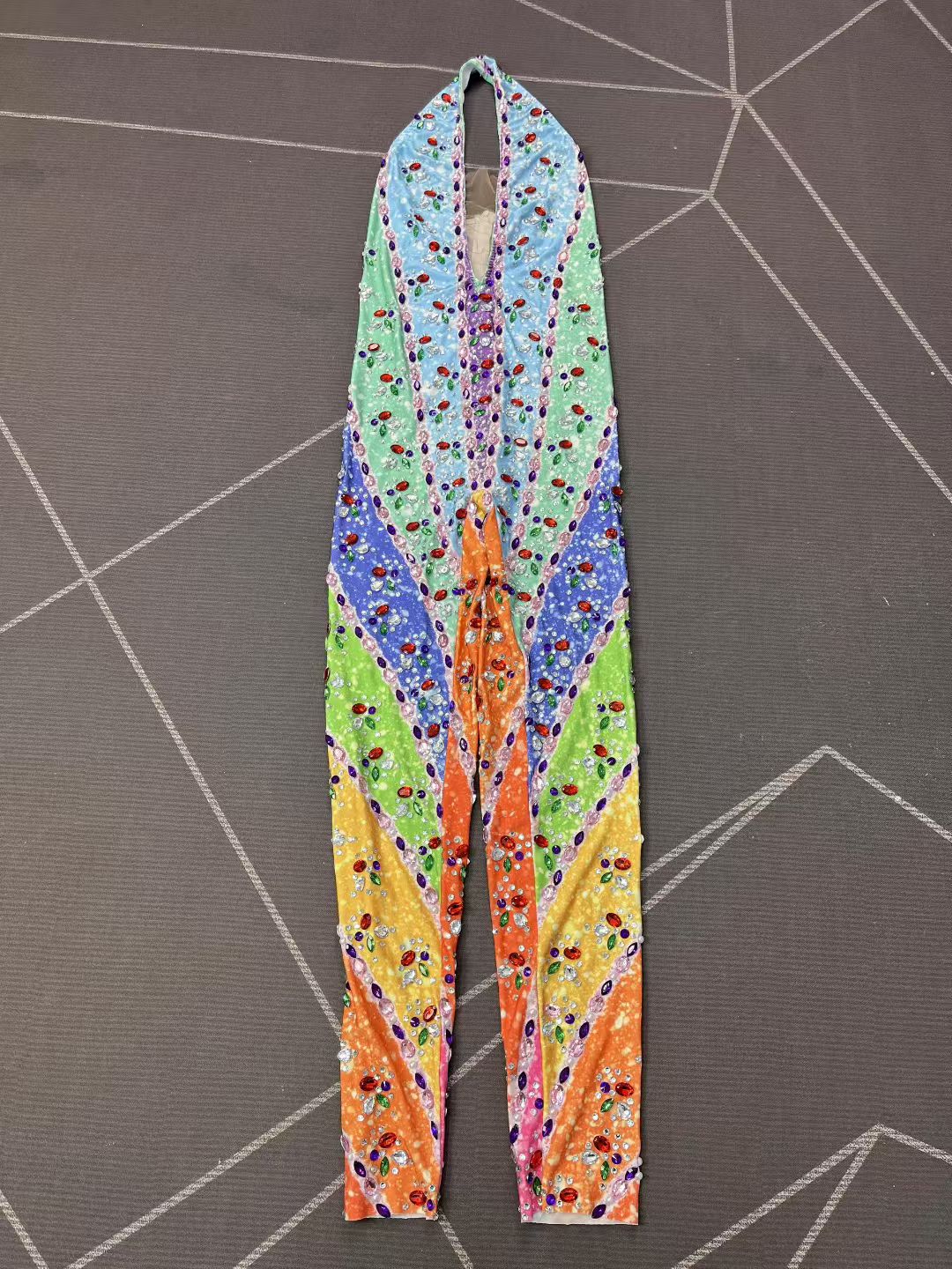 Caiguangku Colorful Printed Diamond Jumpsuit