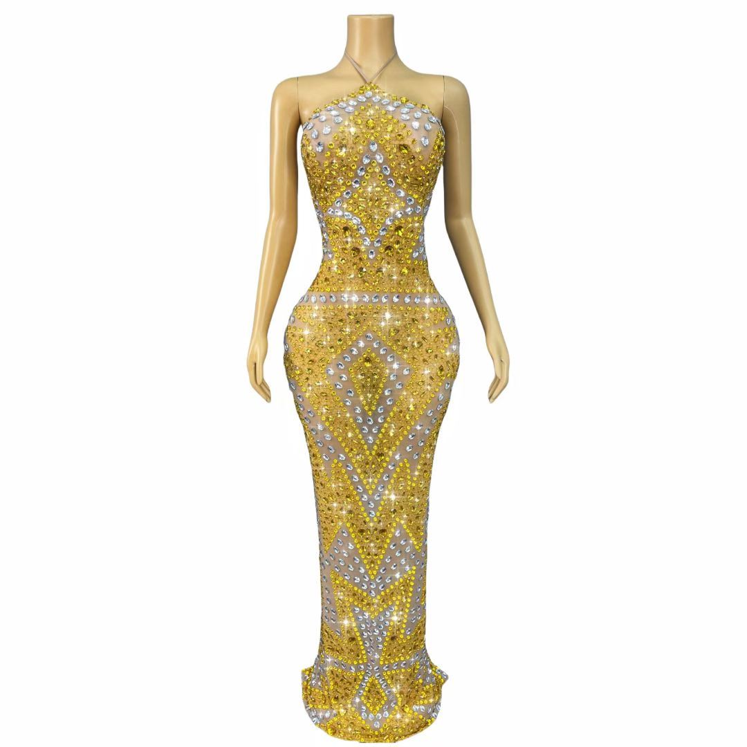 Jinjingying Strapless Backless Diamond-Embellished Gown