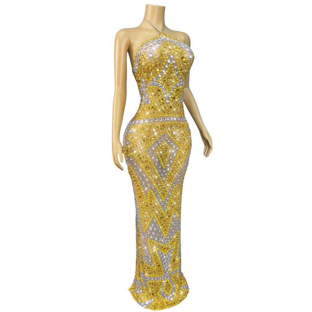Jinjingying Strapless Backless Diamond-Embellished Gown