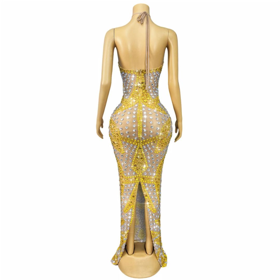 Jinjingying Strapless Backless Diamond-Embellished Gown