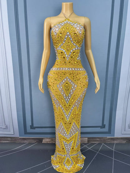 Jinjingying Strapless Backless Diamond-Embellished Gown