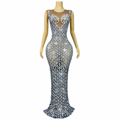 Yuquan Raindrop Diamond and Floor-Length Dress