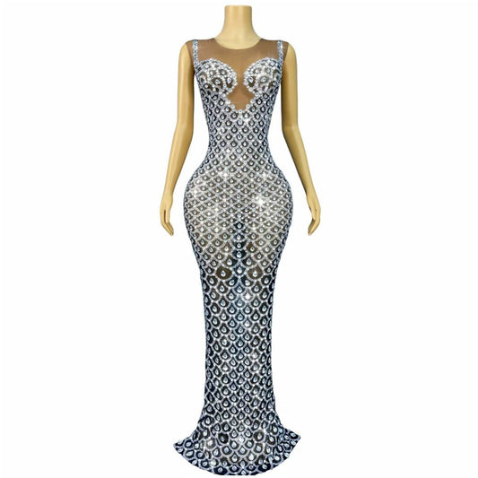 Yuquan Raindrop Diamond and Floor-Length Dress