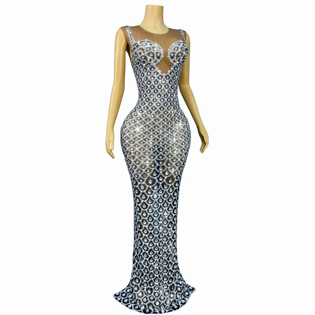 Yuquan Raindrop Diamond and Floor-Length Dress