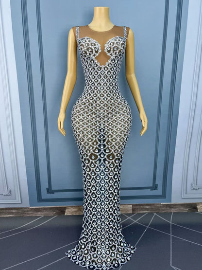 Yuquan Raindrop Diamond and Floor-Length Dress