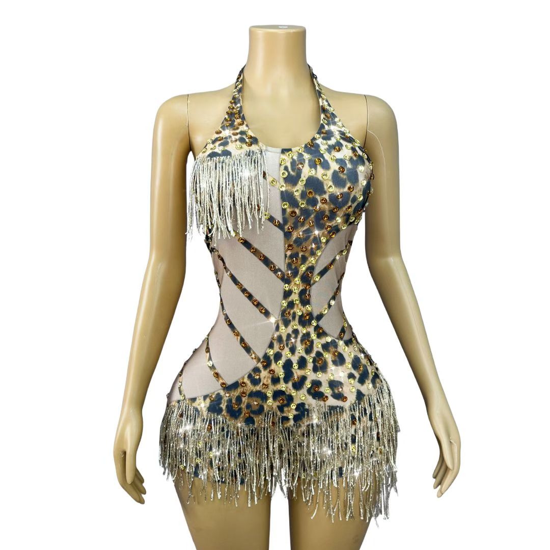 CELESINYI Liusubao Crystal Fringe Bodysuit