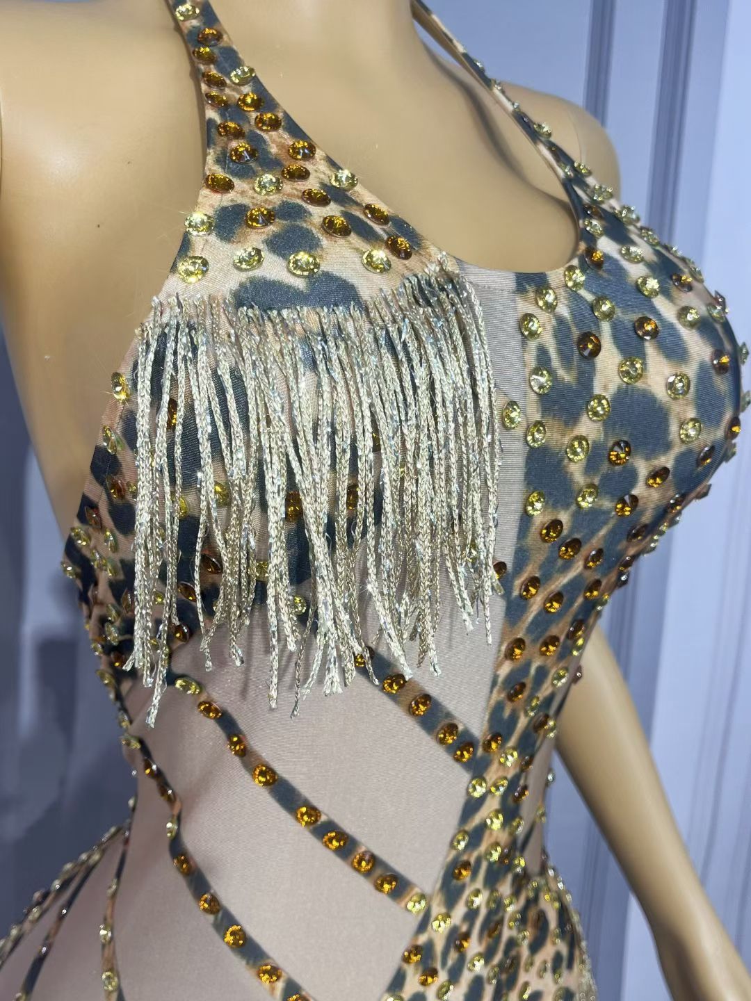 CELESINYI Liusubao Crystal Fringe Bodysuit