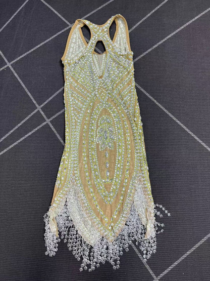 Wuqu Cut-out Design Crystal Pendant Neckline Mini Dress