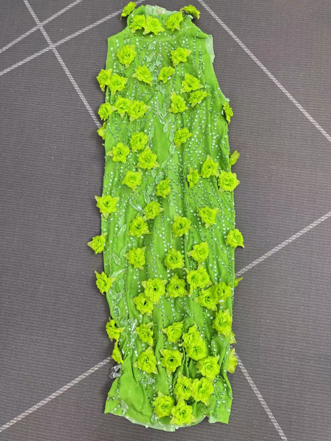 Lvguang Full Green Crystal Pendant Dress