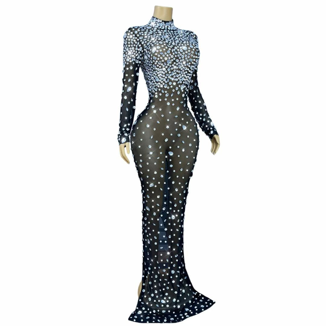 Dashuijing Elegant Long-Sleeved Diamonds Prom Gown