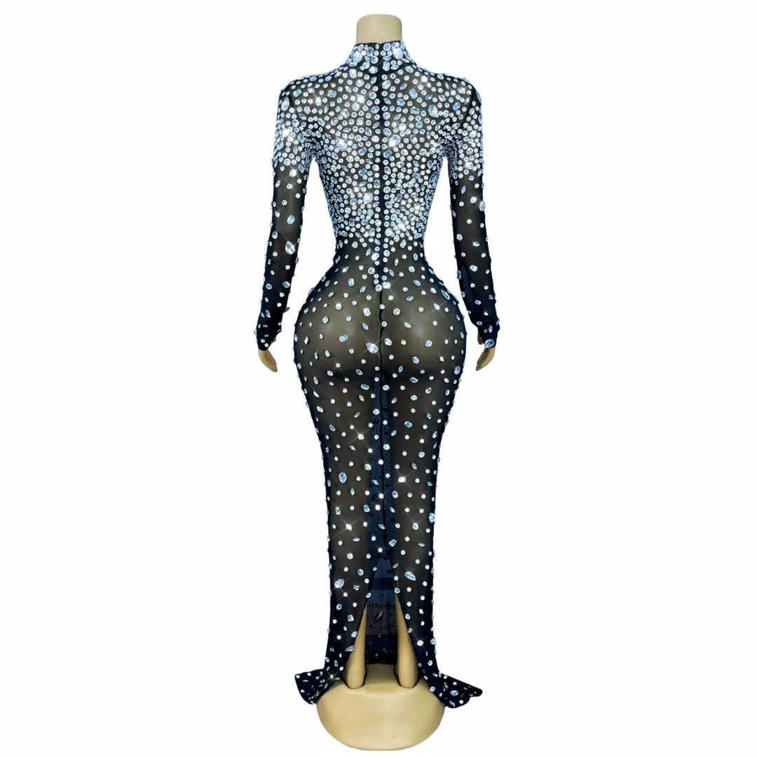 Dashuijing Elegant Long-Sleeved Diamonds Prom Gown