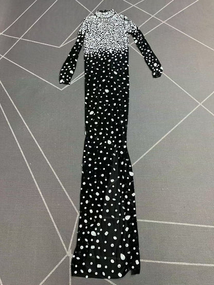 Dashuijing Elegant Long-Sleeved Diamonds Prom Gown