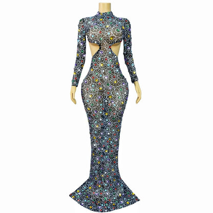 Manhanquanxi Hollow Out Diamond Floor-Length Dresses