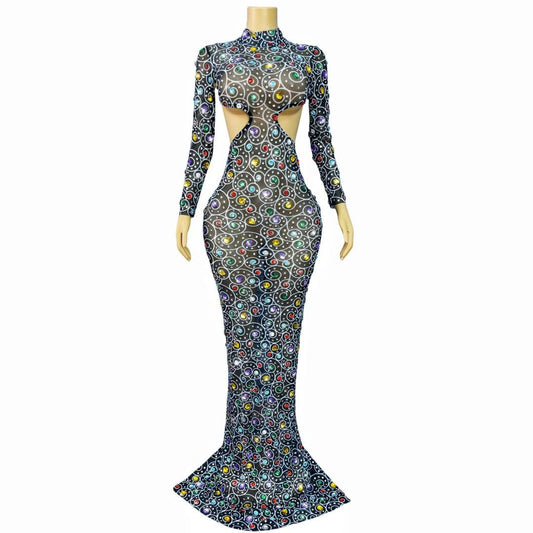 Manhanquanxi Hollow Out Diamond Floor-Length Dresses