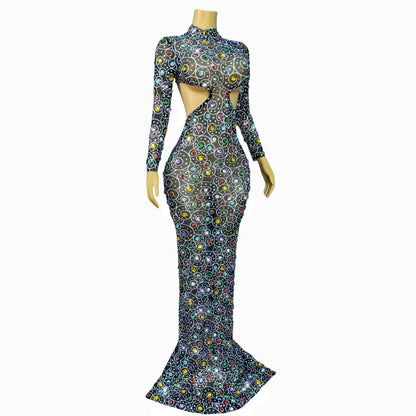 Manhanquanxi Hollow Out Diamond Floor-Length Dresses