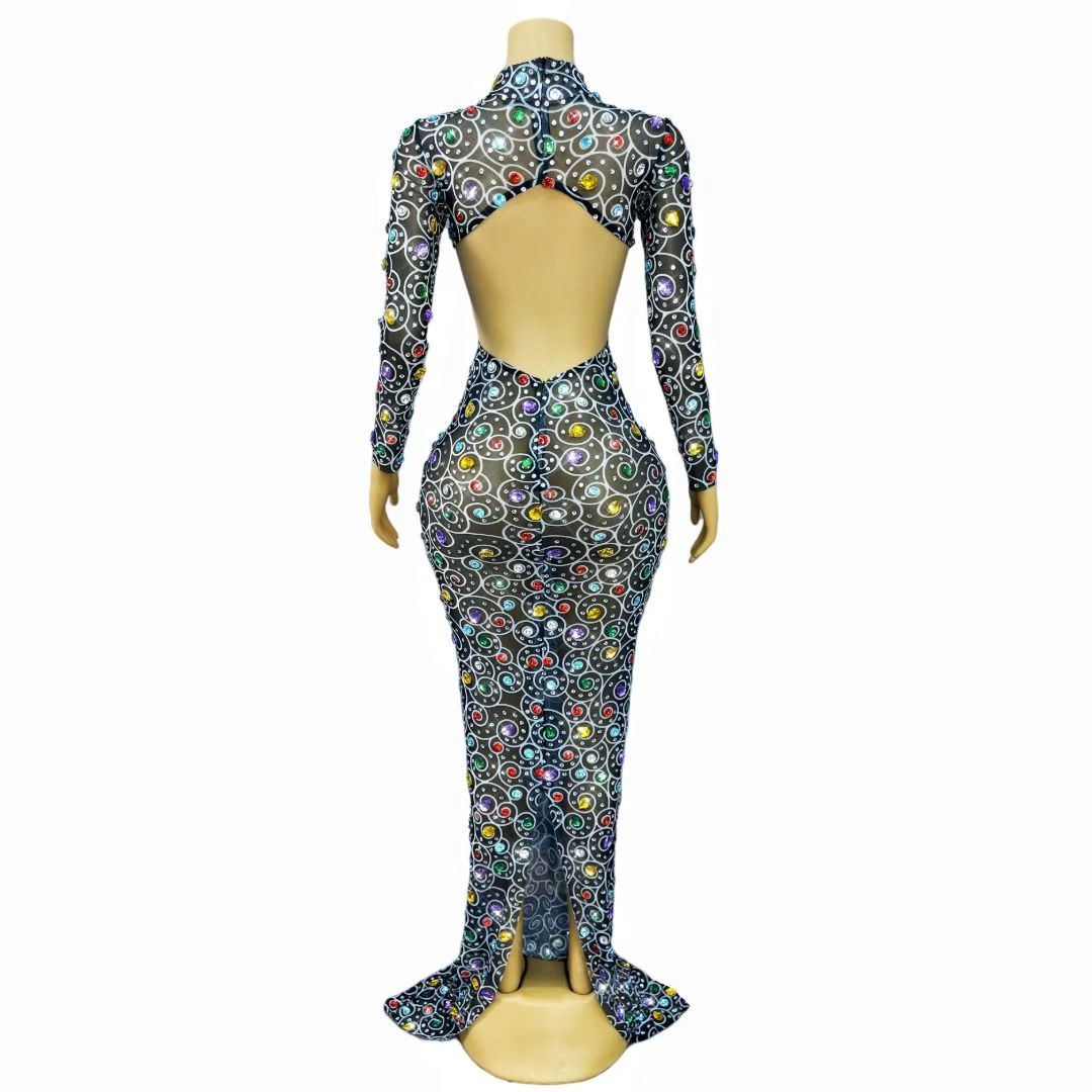 Manhanquanxi Hollow Out Diamond Floor-Length Dresses