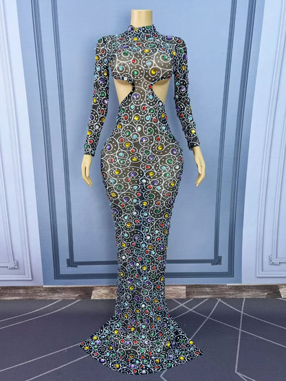 Manhanquanxi Hollow Out Diamond Floor-Length Dresses