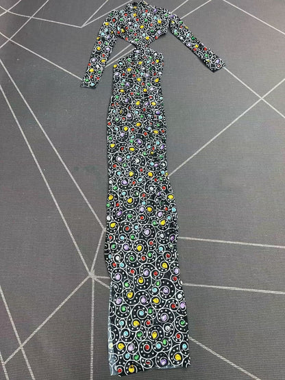 Manhanquanxi Hollow Out Diamond Floor-Length Dresses