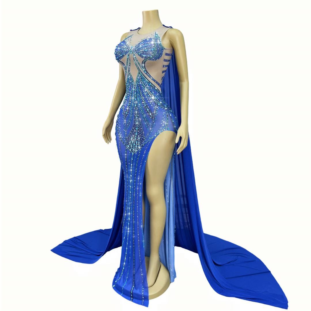 CELESINYI Lanjingling Crystal Cape Gown