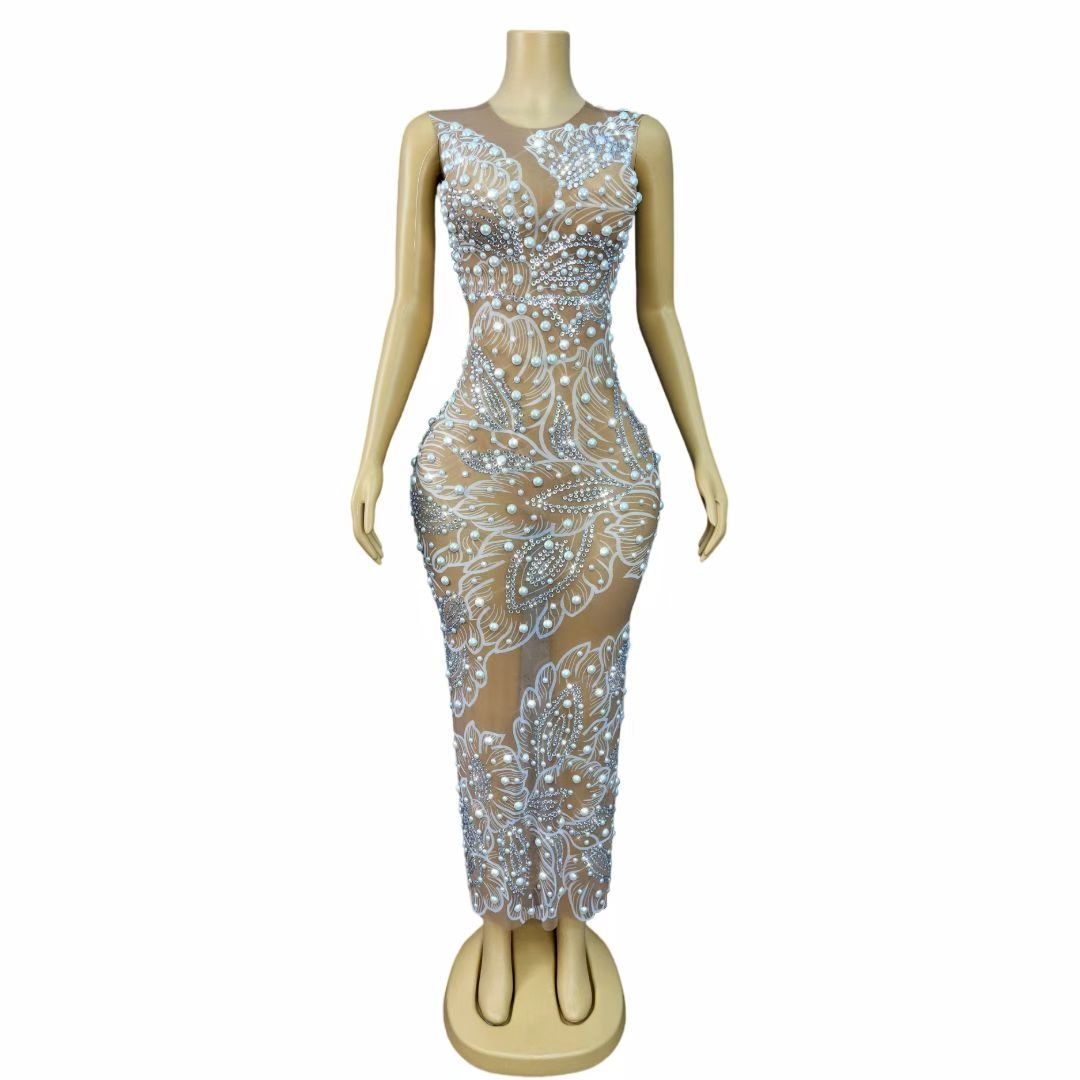 CELESINYI Zhuhualuo Crystal Pearl Gown