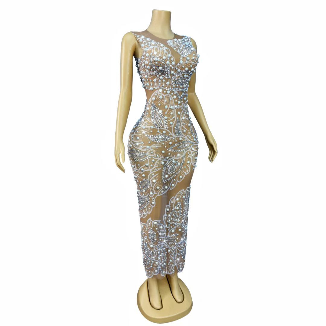 CELESINYI Zhuhualuo Crystal Pearl Gown