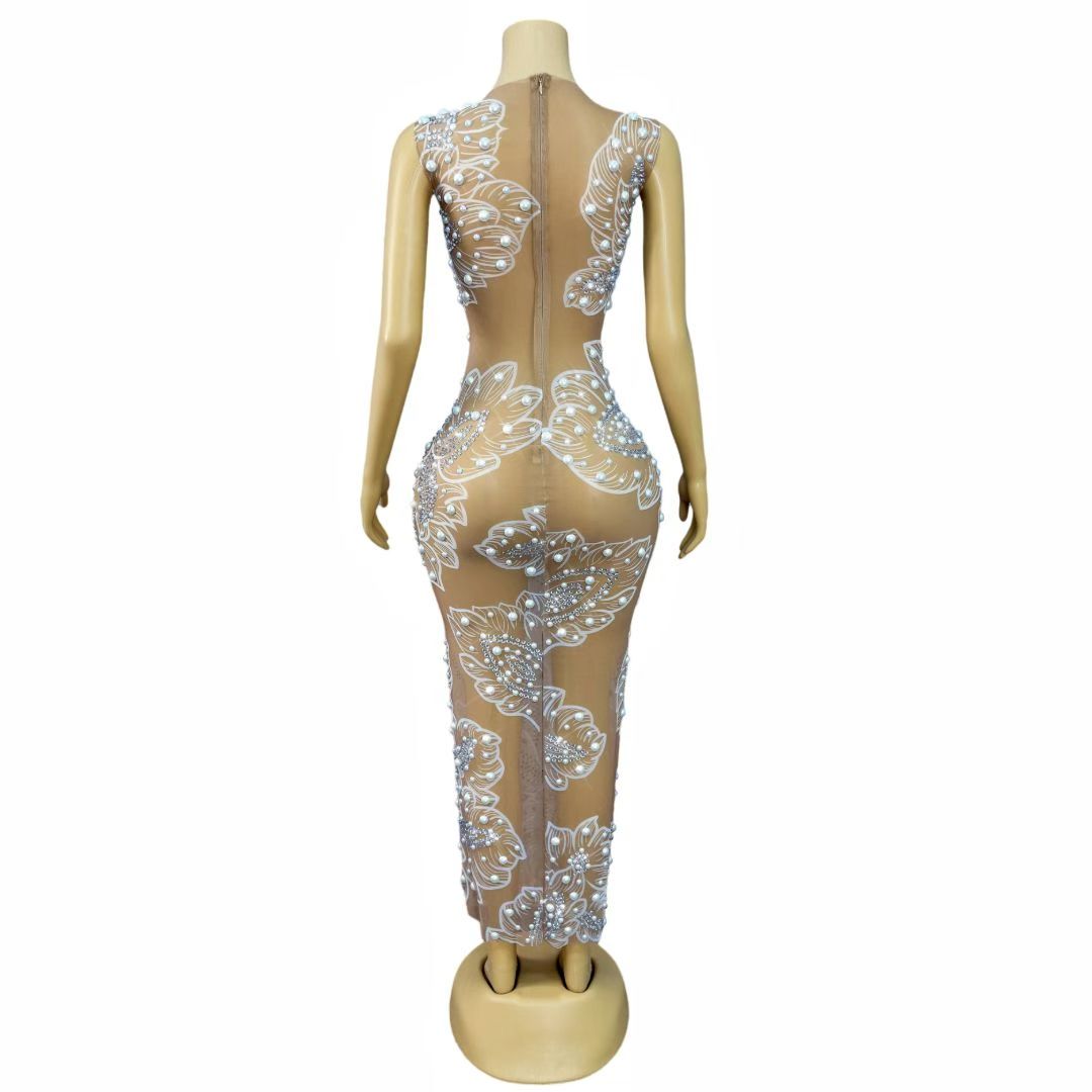 CELESINYI Zhuhualuo Crystal Pearl Gown