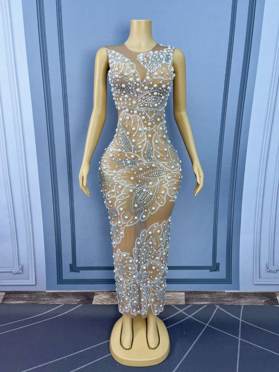 CELESINYI Zhuhualuo Crystal Pearl Gown