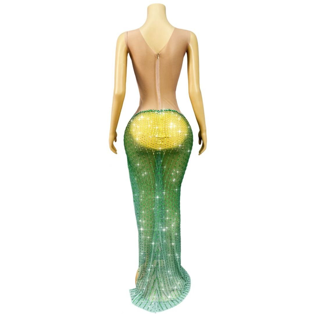 CELESINYI Jinque Crystal Party Dress