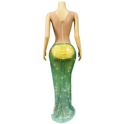 CELESINYI Jinque Crystal Party Dress