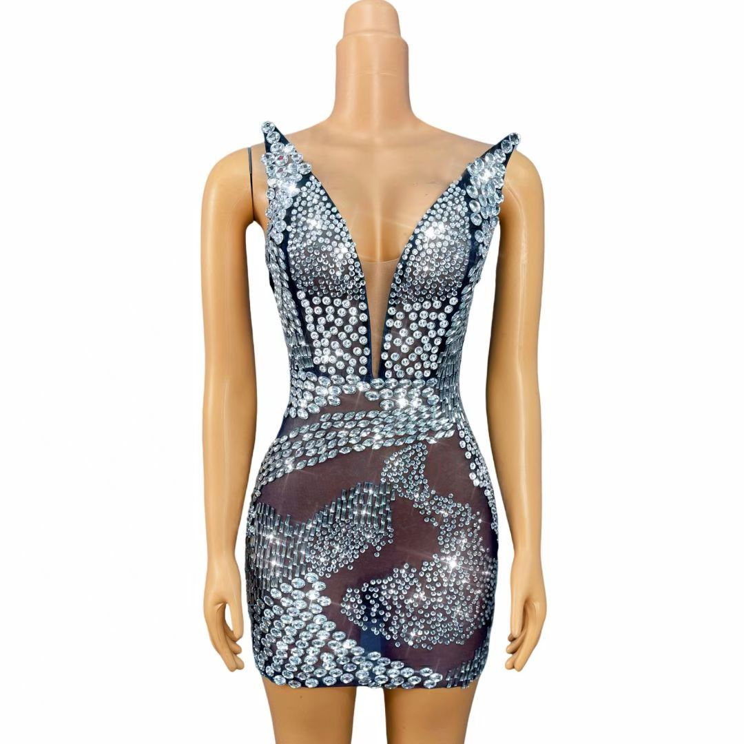 CELESINYI Qingshuang Crystal Frost Mini Dress