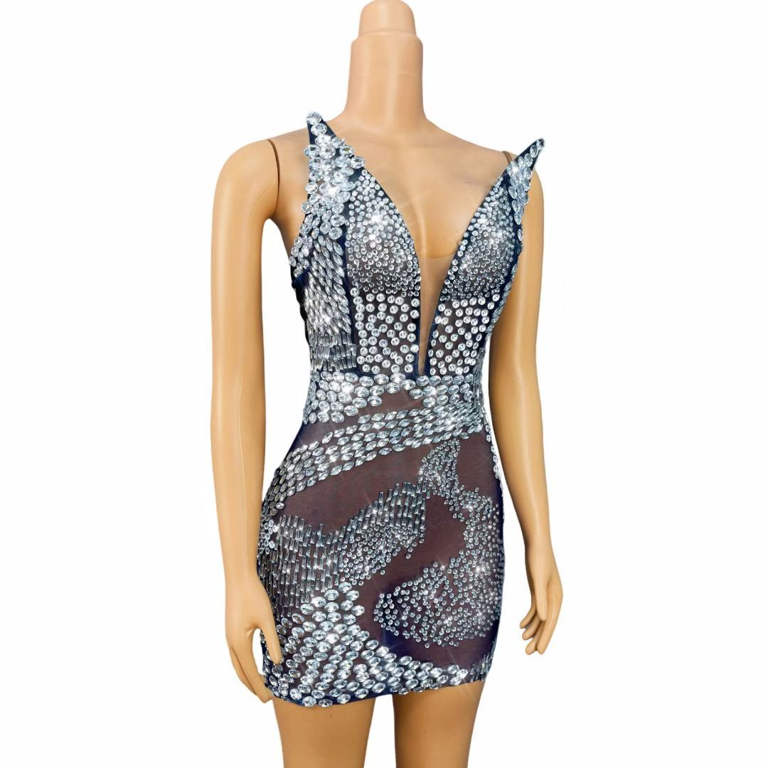 CELESINYI Qingshuang Crystal Frost Mini Dress