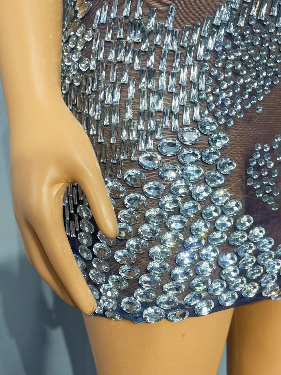 CELESINYI Qingshuang Crystal Frost Mini Dress