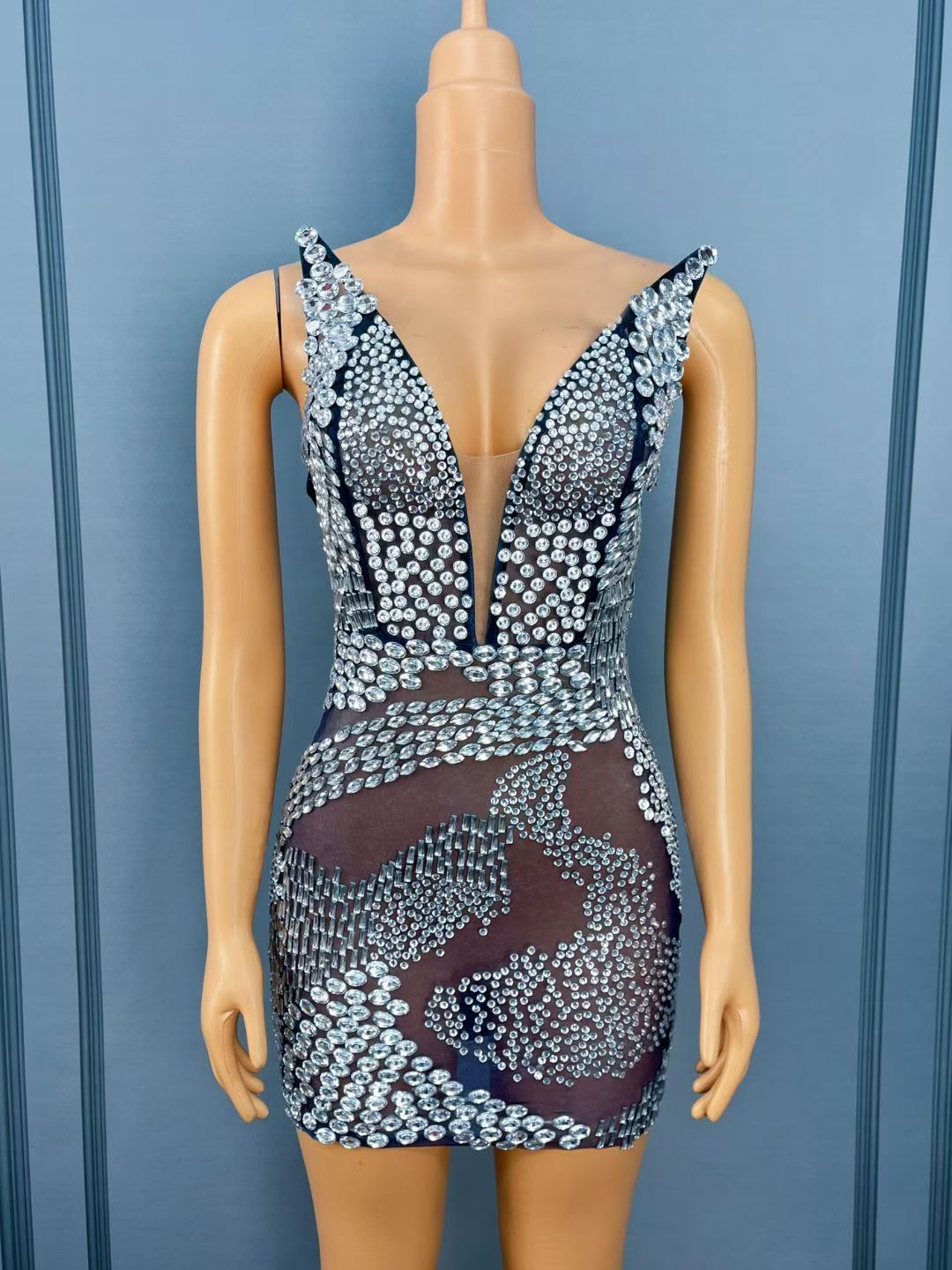 CELESINYI Qingshuang Crystal Frost Mini Dress