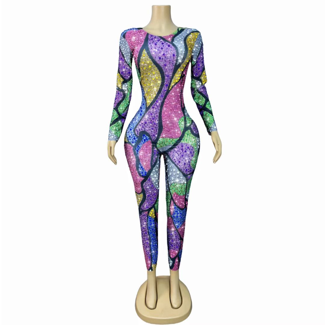 CELESINYI Qianbaise Crystal Mosaic Bodysuit